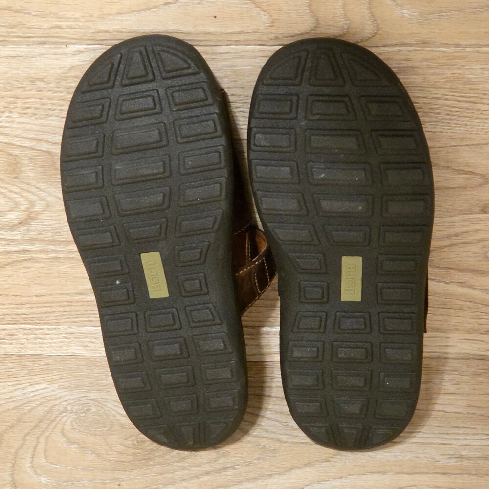 Born Mens Brown Leather Slip On Open Toe Sandals Size 10 / 44 Slides - Picture 8 of 10